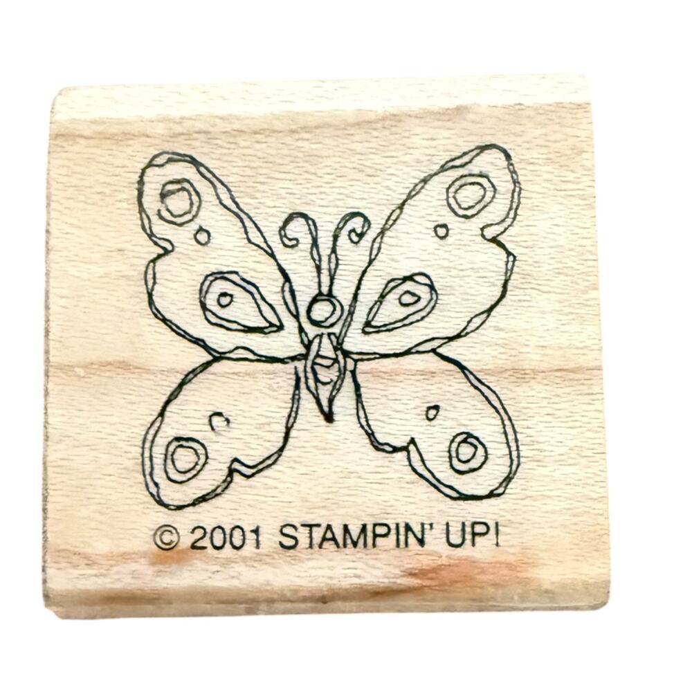 Stampin' Up! Vintage 2001 Sketched Hand Drawn Butterfly Rubber Stamp EUC
